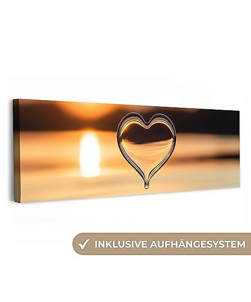 OneMillionCanvasses® Leinwandbild Panorama Herz - Wasser - Sonnenuntergang günstig online kaufen