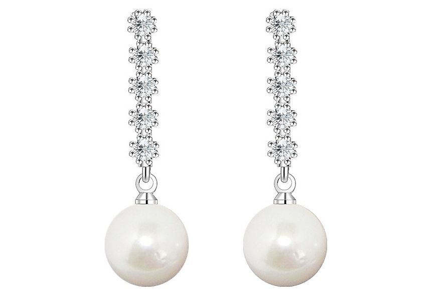 LÖB Perlenohrringe Damen Perlenohrringe Ohrringe Hängend mit Perlen Zirkoni günstig online kaufen