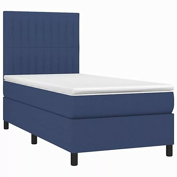 vidaXL Bett Boxspringbett mit Matratze & LED Blau 90x190 cm Stoff günstig online kaufen