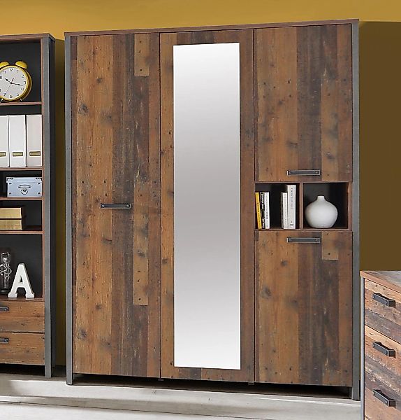 FORTE Kleiderschrank "Clif" Maße: B/H/T ca. 156x205x52 cm, mit Spiegelaufla günstig online kaufen