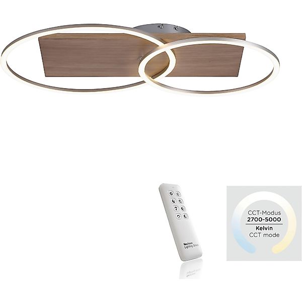 Paul Neuhaus LED-Deckenleuchte Palma Holzdekor 70 x 56 cm günstig online kaufen