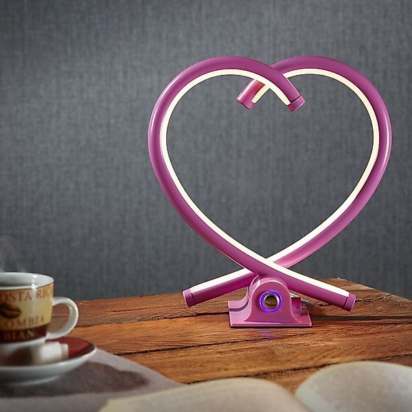 famlights Tischleuchte LED Herz Tischleuchte Valor in pink, LED günstig online kaufen