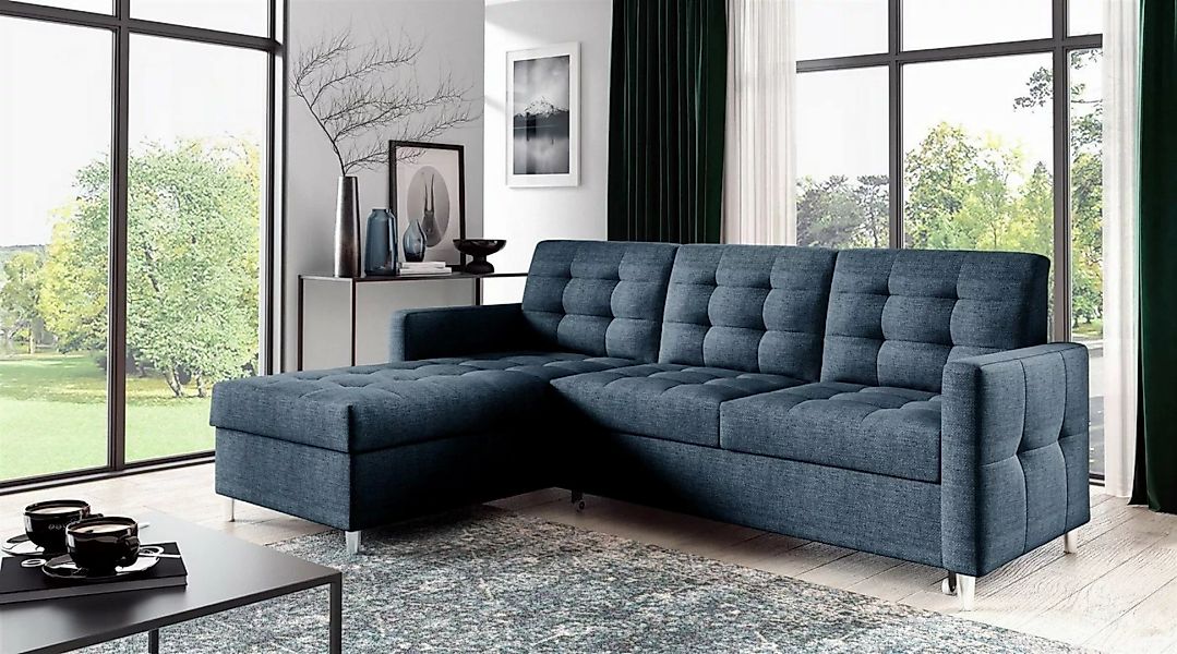 Fun Möbel Ecksofa Ecksofa Sofa NURI mit Ottomane in Stoff Luis, inkl. Schla günstig online kaufen