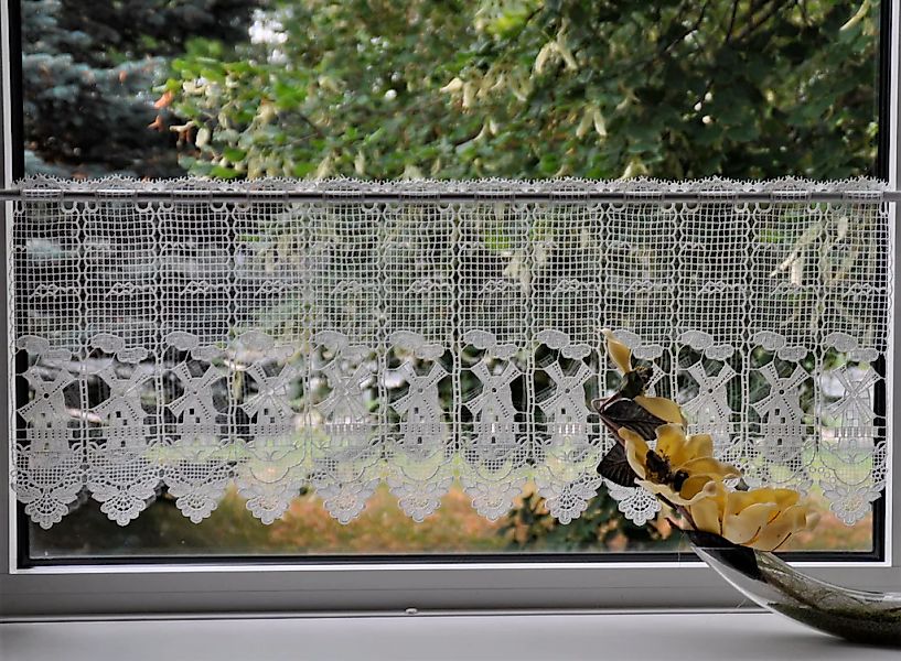 Stickereien Plauen Scheibengardine "Windmühle" Stangendurchzug 1 Stk. tlg. günstig online kaufen