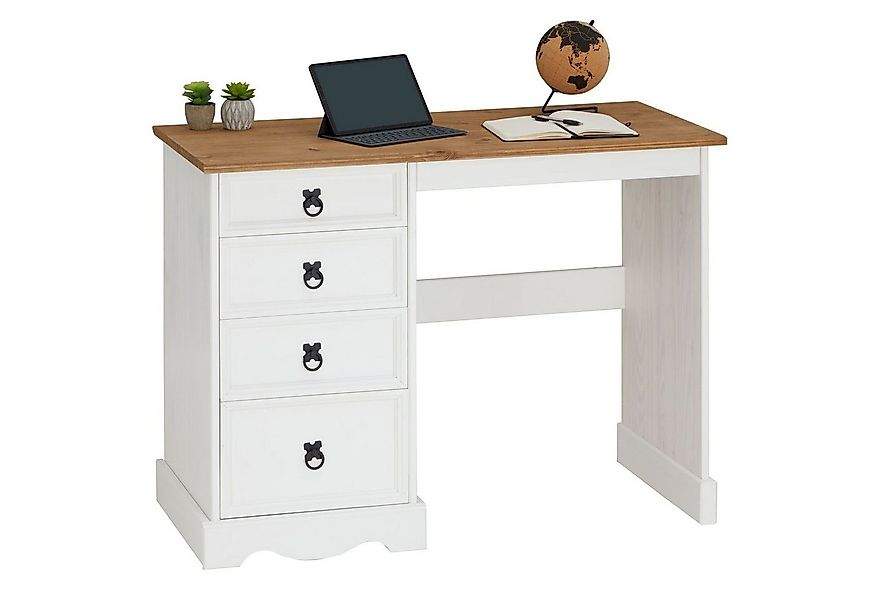 CARO-Möbel Schreibtisch CAMPO, Schreibtisch aus Kiefer Bürotisch mit Schubl günstig online kaufen