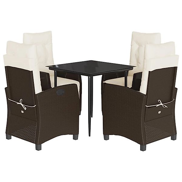 vidaXL 5-Tlg Garten-Essgruppe mit Kissen Braun Poly Rattan 3212764 günstig online kaufen