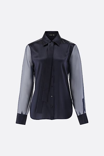 Taillierte Seidenbluse mit Organza Ärmeln günstig online kaufen