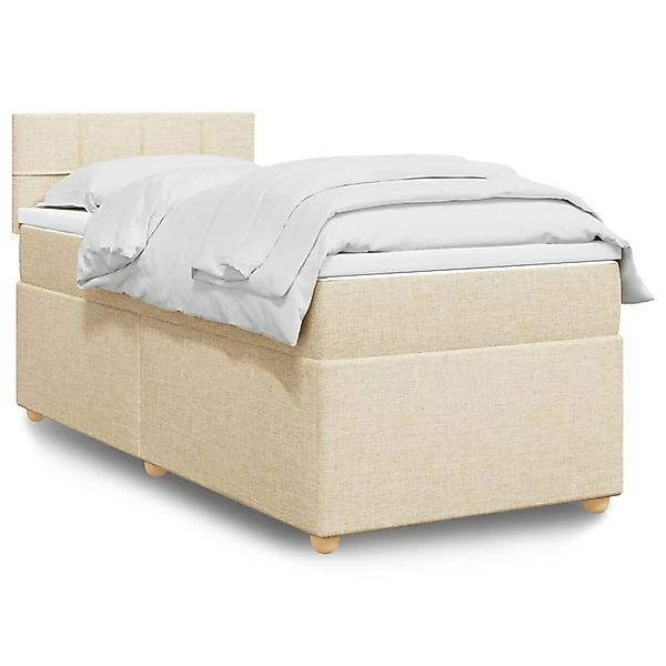 vidaXL Boxspringbett mit Matratze Creme 100x200 cm Stoff 3288896 günstig online kaufen