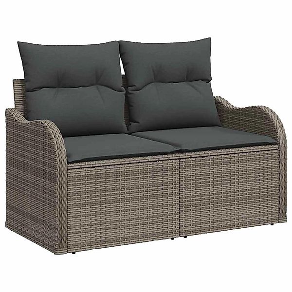 vidaXL Garten-Sofa-Set mit Speicher 7-Tlg Grau Poly Rattan 3358204 günstig online kaufen