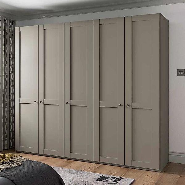 Hellgrauer Kleiderschrank 250 cm breit 5 Drehtüren günstig online kaufen