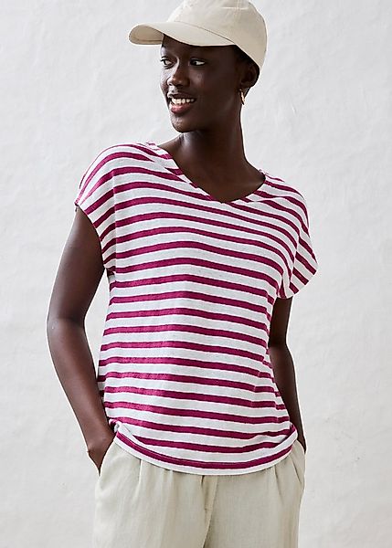 bonprix T-Shirt Oversize Passform, Kurzarm, V-Ausschnitt, aus Leinen, pfleg günstig online kaufen