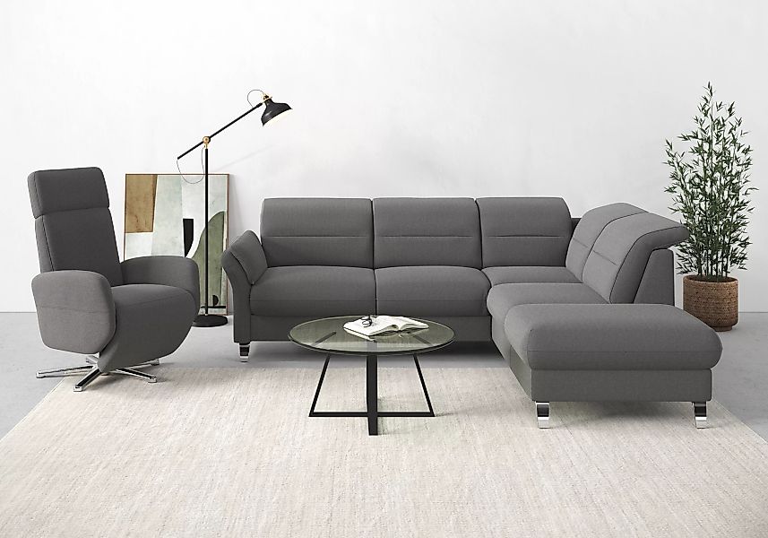sit&more Ecksofa »Grenoble L-Form mit Federkern«, wahlweise mit Bettfunktio günstig online kaufen