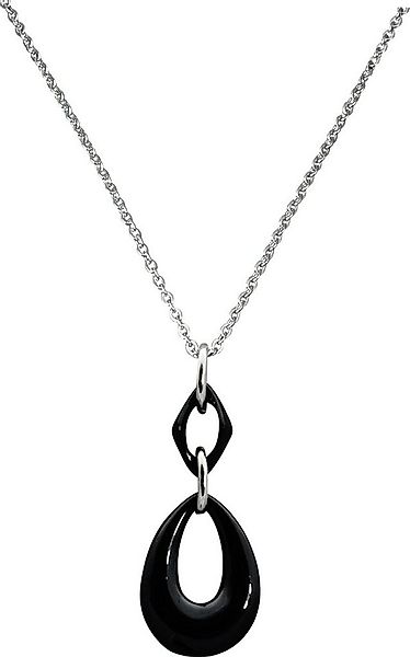 Amello Edelstahlkette Amello Tropfen Halskette silber schwarz (Halsketten, günstig online kaufen