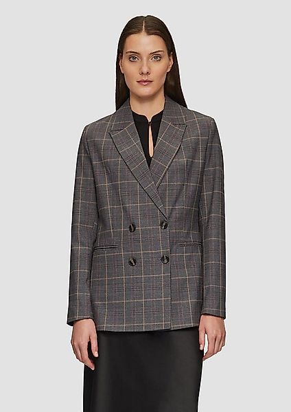 s.Oliver Jackenblazer Indoor-Jacke Doppelreihiger Karo-Blazer im Slim Fit günstig online kaufen