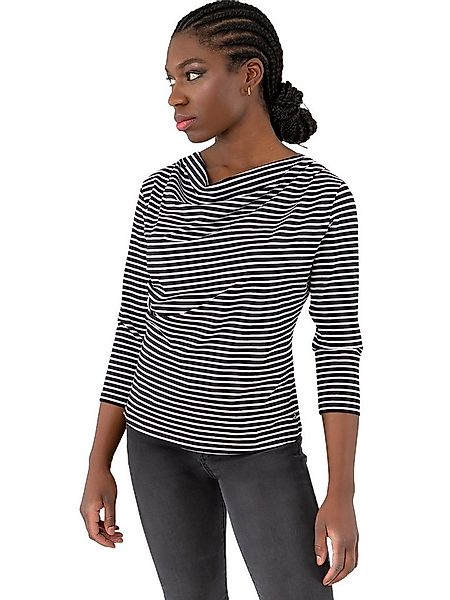 Gio Milano 3/4-Arm-Shirt G31-1203, gestreift mit Wasserfallkragen seitliche günstig online kaufen