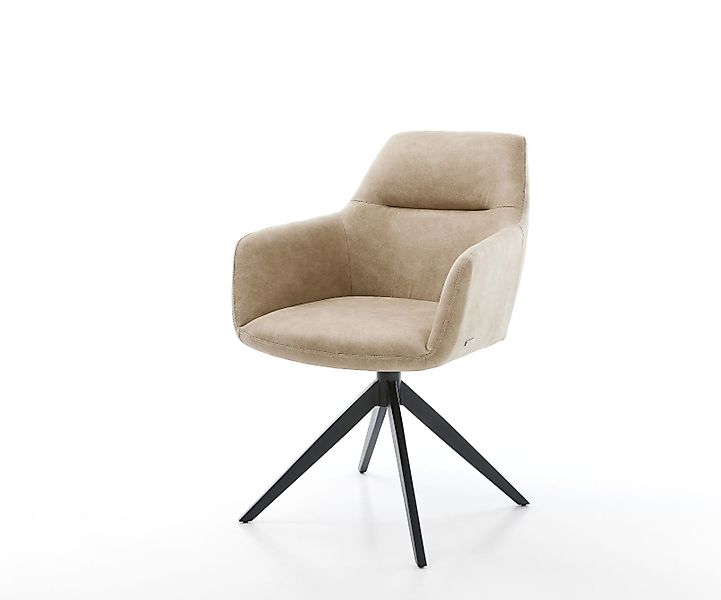 Drehstuhl Pejo-Flex Mikrofaser Beige Vintage Kreuzgestell breit Schwarz 360 günstig online kaufen