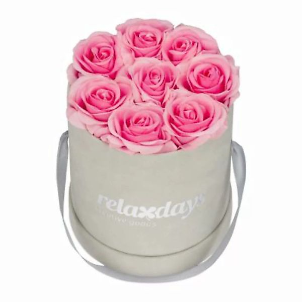 relaxdays Graue Rosenbox rund 8 Rosen rosa günstig online kaufen
