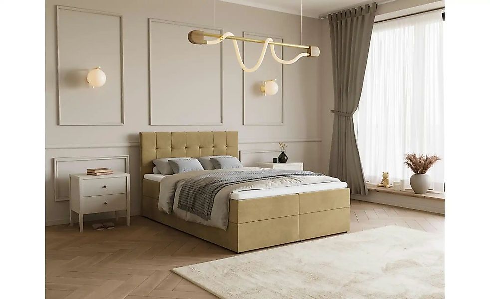 Boxbett mit Bettkasten und Topper Dartford ¦ beige ¦ Maße (cm): B: 140 H: 1 günstig online kaufen