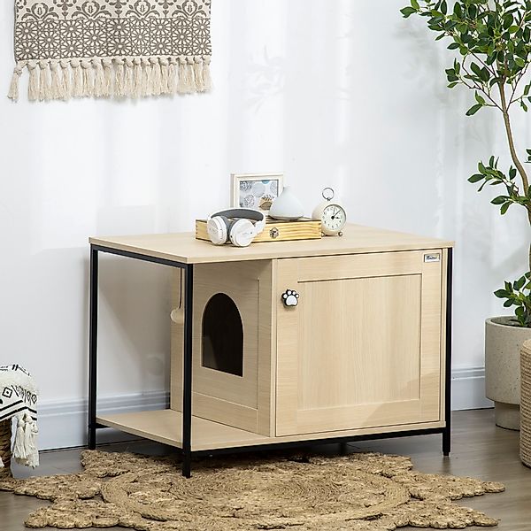 PawHut Katzenschrank Katzentoilette im Schrankdesign mit Spielball & Beiste günstig online kaufen