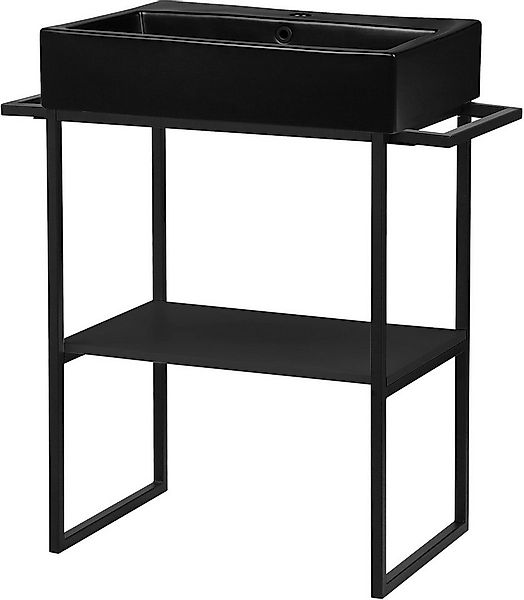 welltime Waschtisch Stockholm, Badmöbel Metalloptik inkl. Becken, Breite 60 günstig online kaufen