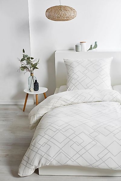 Primera Bettwäsche "Bio Crepe Mosaik" 2 Stk. tlg. mit feinem Linienmuster günstig online kaufen