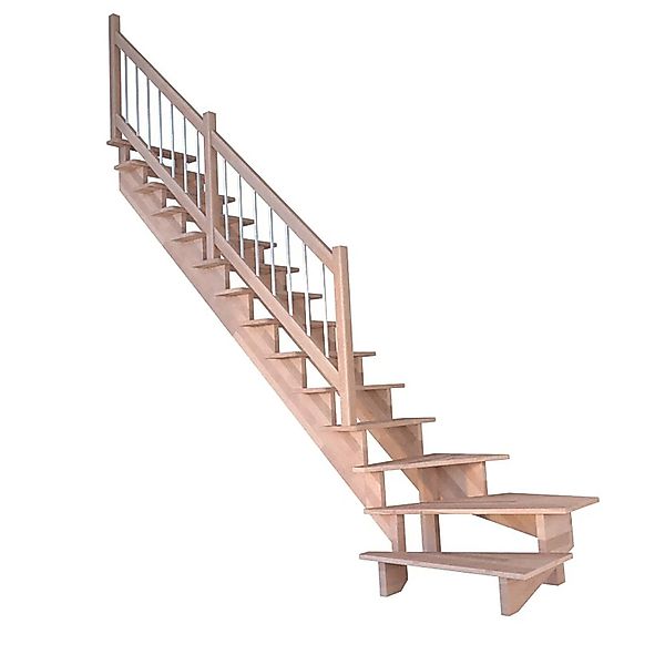 Treppe Lindos Pro Buche Gew. L 80 cm Holz-Edelstahl-Geländer FSC® günstig online kaufen