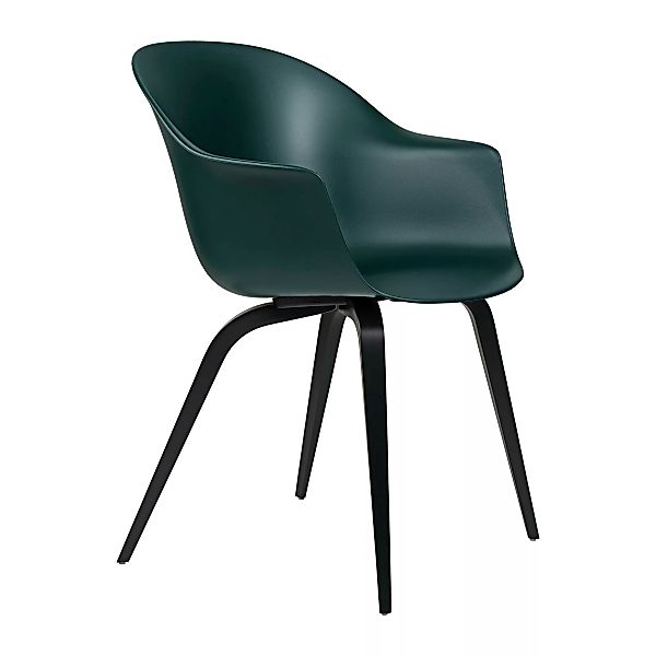 Gubi - Bat Dining Chair Gestell Buche schwarz - dunkelgrün/Polypropylen/BxH günstig online kaufen