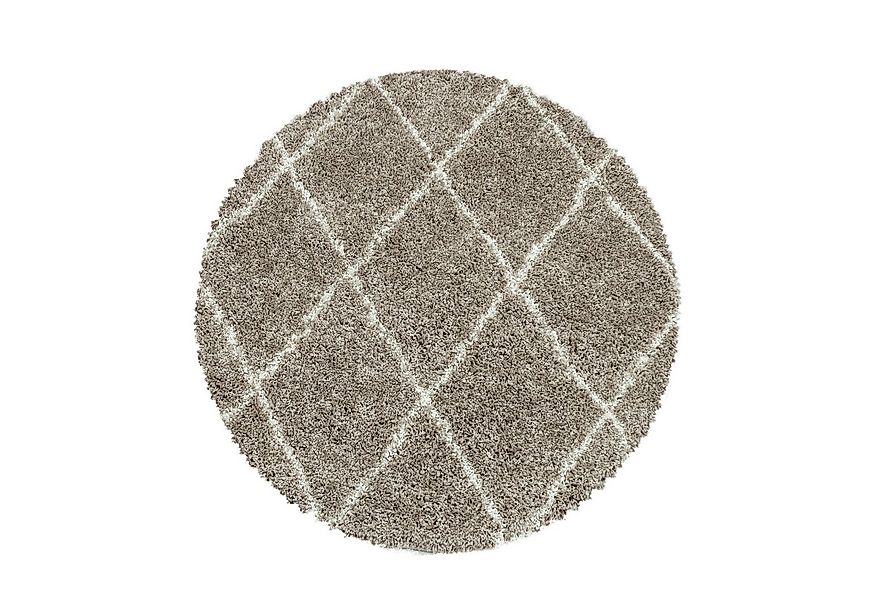 Carpettex Hochflor-Teppich Rauten Design, Rund, Höhe: 30 mm, Teppich Wohnzi günstig online kaufen