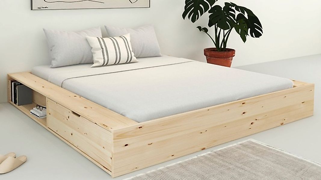 Home affaire Stauraumbett »Erno, Massivholzbett, Futonbett, 275KG belastbar günstig online kaufen