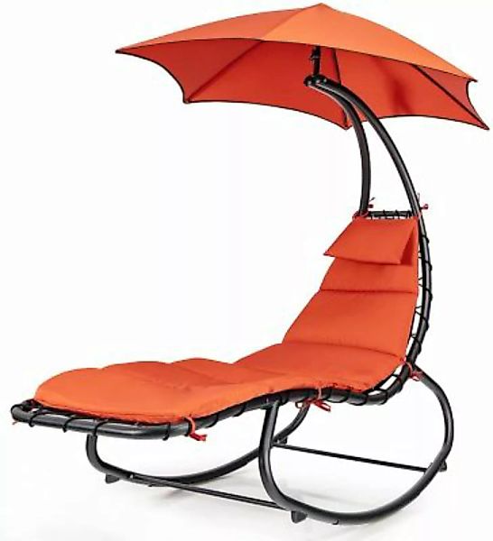COSTWAY® Hängeliege mit Sonnenschirm Schaukelliege orange günstig online kaufen