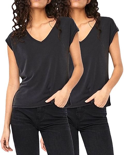 Vero Moda T-Shirt (2er-Pack) Basic Shirt mit V-Ausschnitt im Doppelpack günstig online kaufen