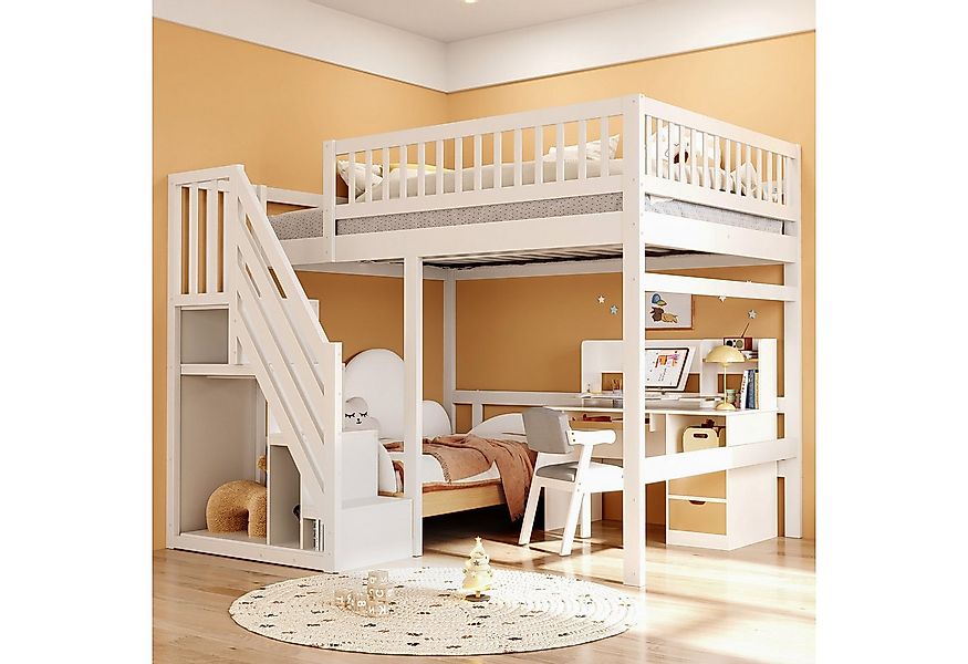 STILVORA Hochbett 140×200 Jugendbett mit Matratze,Kinderbett mit Stauraum u günstig online kaufen