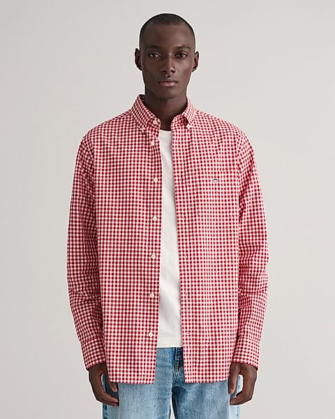 Gant Langarmhemd "REG POPLIN GINGHAM SHIRT", mit Logostickerei auf der Brus günstig online kaufen