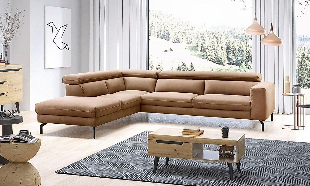 Home affaire Ecksofa »Olanta, modern und bequem, Breite 305cm, Fuß 16cm hoc günstig online kaufen