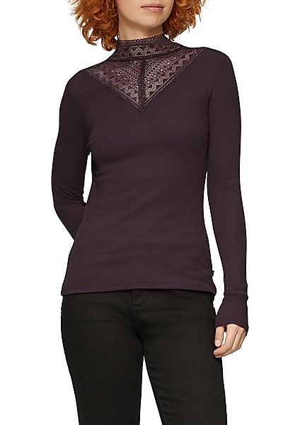 QS Langarmshirt mit Spitzeneinsatz günstig online kaufen