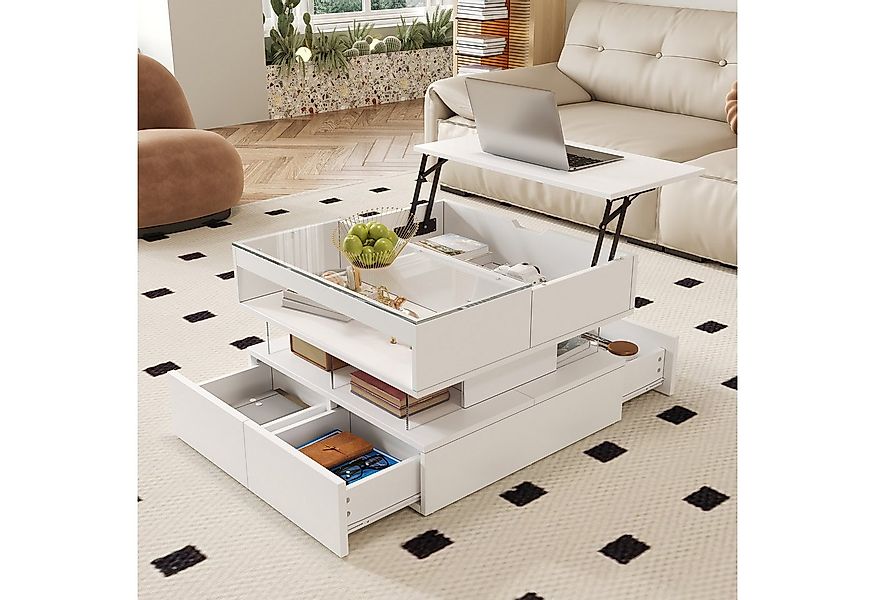 STILVORA Couchtisch mit LED,Höhenverstellbarer Sofatisch Wohnzimmertisch mi günstig online kaufen