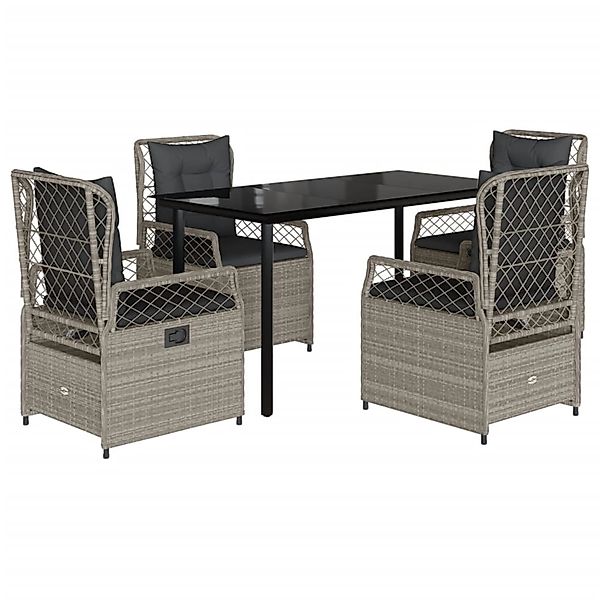 vidaXL 5-Tlg Garten-Essgruppe mit Kissen Hellgrau Poly Rattan 3263036 günstig online kaufen