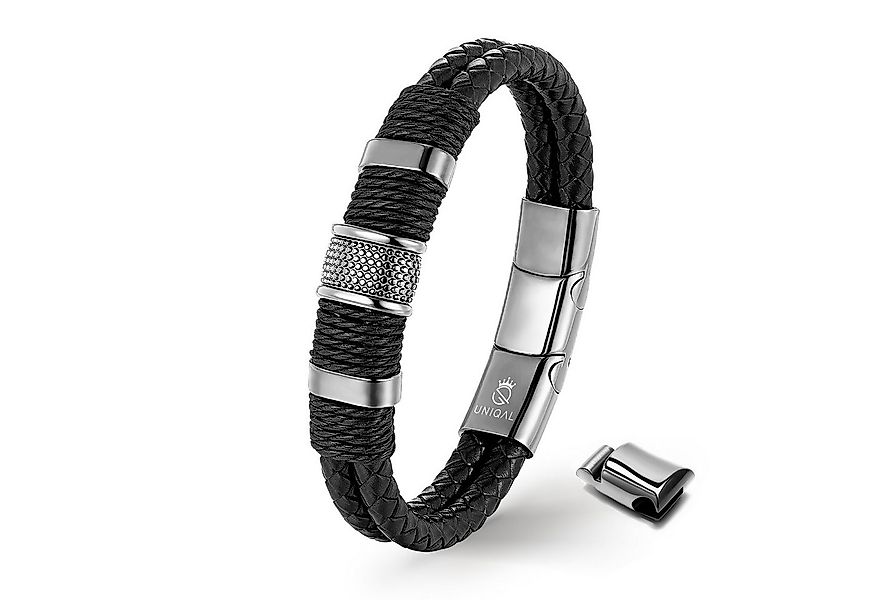 UNIQAL.de Lederarmband PREMIUM STYLE Geflochtenes Echtleder mit Edelstahl & günstig online kaufen
