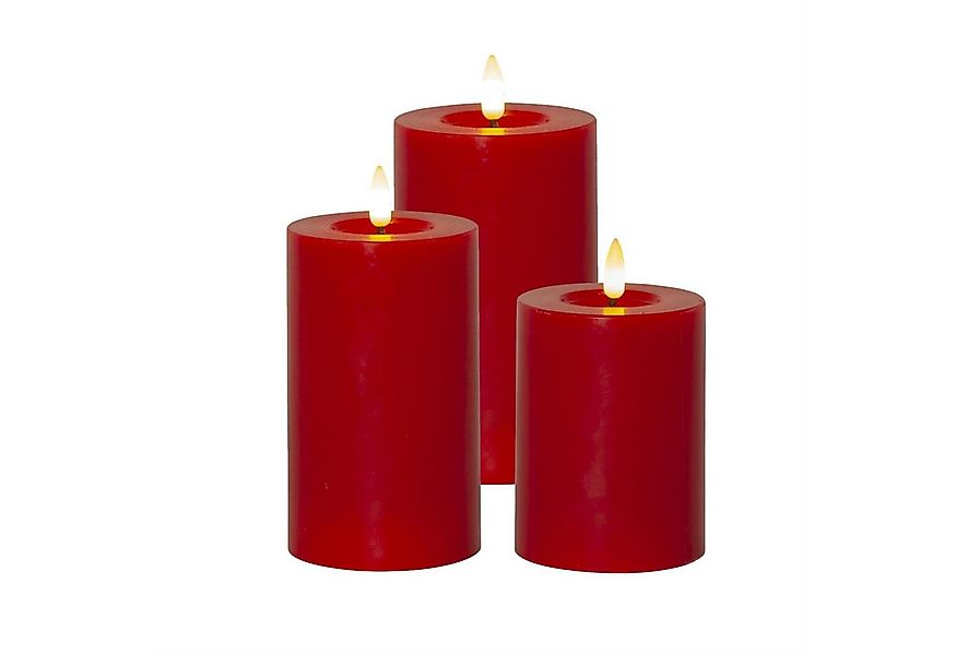 MARELIDA LED-Kerze LED Kerzenset LINA Echtwachs flackernd Wachsspiegel Time günstig online kaufen