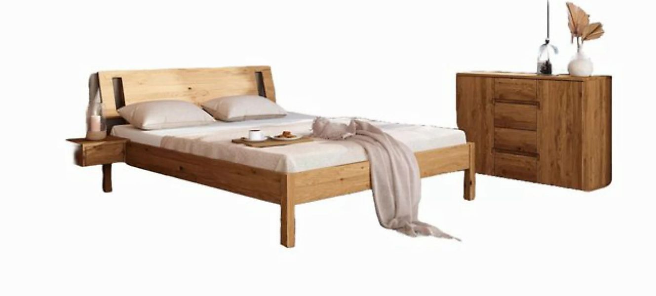 Natur24 Bett Bett Bento 8 Sonderlänge 180x190 Wildeiche Holzkopfteil und Ho günstig online kaufen