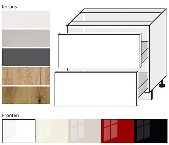 Feldmann-Wohnen Unterschrank Platinium (Platinium, 1-St) 90cm Front- & Korp günstig online kaufen