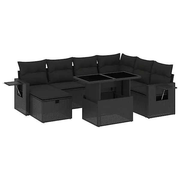vidaXL 8-Tlg Garten-Sofagarnitur mit Kissen Schwarz Poly Rattan 3274995 günstig online kaufen