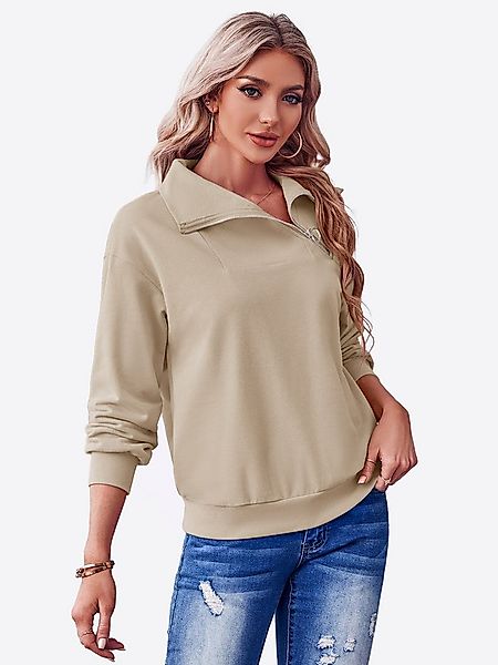 Imily Bela Sweatshirt Damen-Sweatshirt mit Rollkragen und Reißverschluss (P günstig online kaufen