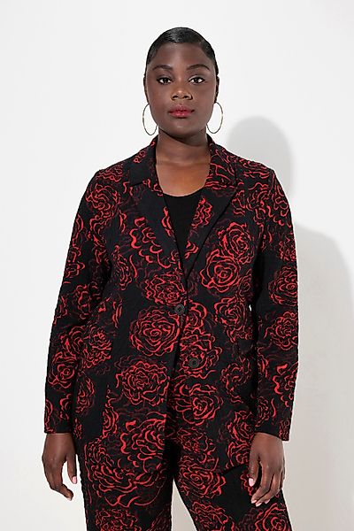 Ulla Popken Blusenblazer Jacquard-Jerseyblazer Reverskragen florales günstig online kaufen