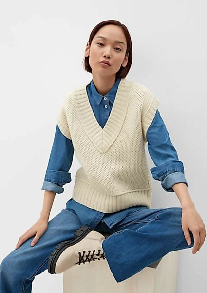 s.Oliver Strickpullover Kurzarm-Pullover aus Wolle günstig online kaufen