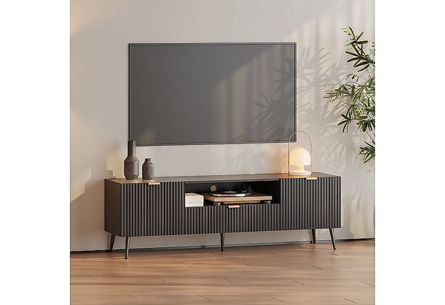 en.casa TV-Schrank »Nand« mit Schublade und 2 Türen geriffelt 160x40x51 cm günstig online kaufen