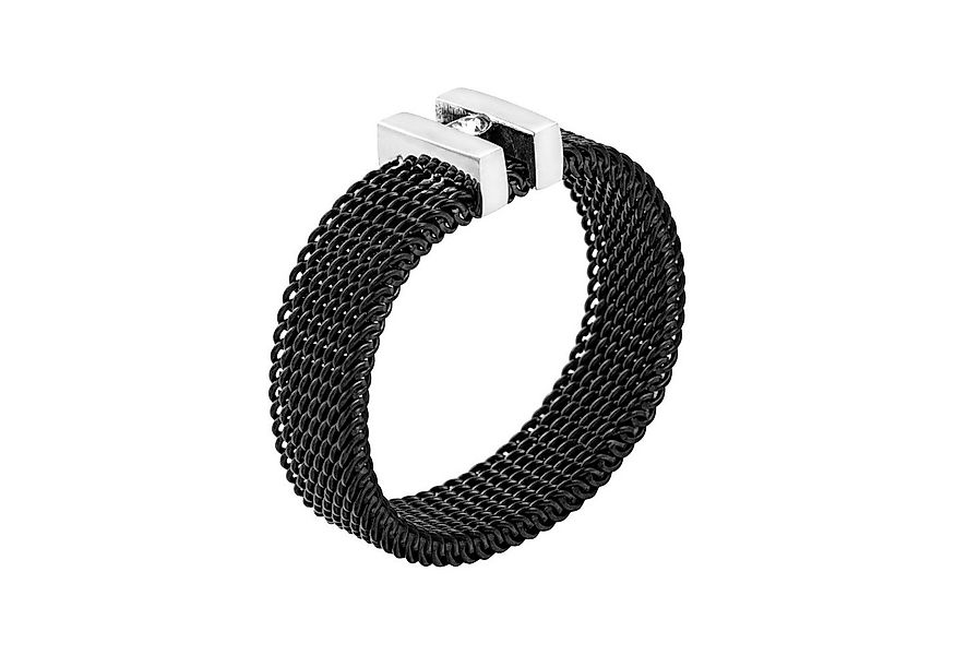 meditoys Fingerring Damen-Edelstahlring · Mesh-Ring (Schwarz) mit Kristall günstig online kaufen