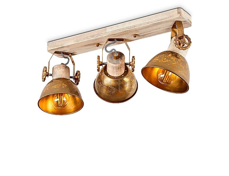 hofstein Deckenleuchte »Cotes« 3-flammige Zimmerlampe aus Holz und Metall i günstig online kaufen