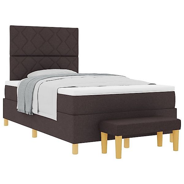 vidaXL Bett Boxspringbett mit Matratze & Bank Dunkelbraun 120x200 cm Stoff günstig online kaufen