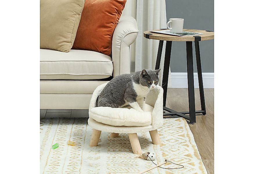 PawHut Tierbett Katzensofa, Haustiersofa mit Kissen, Katzenbett, Polyester, günstig online kaufen